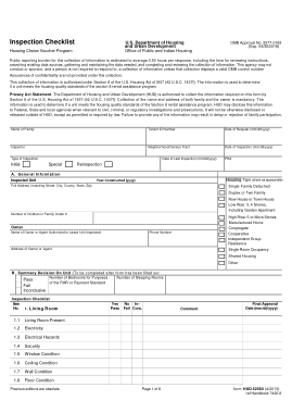 Sample Housing Inspection Checklist Form Template
