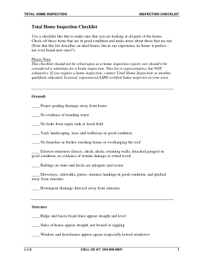 Total Home Inspection Checklist Form Template