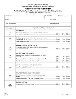 Facility Inspection Worksheet Form Template