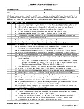 Lab Equipment Inspection Checklist Form Template