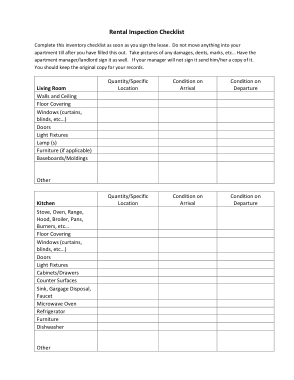 Rental Inspection Checklist Sample Form Template