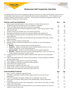 Restaurant Self Inspection Checklist Form Template