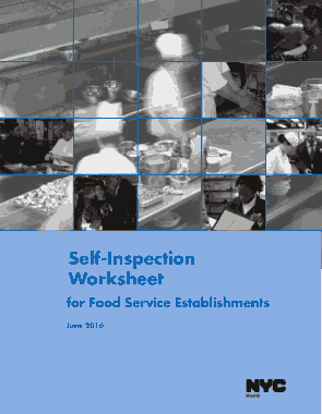 Self Inspection Worksheet for Food Service Establishments Form Template