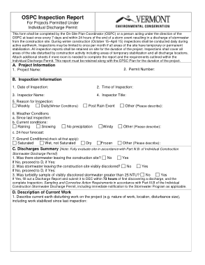 OSPC Sample Inspection Report Form Template