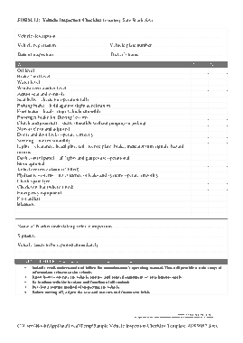 Form11 Vehicle Inspection Checklist Form Template