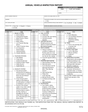 Annual Vehicle Inspection Report Form Template