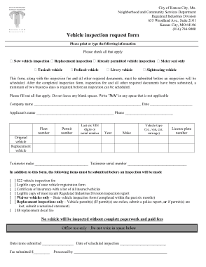 Vehicle Inspection Request Form Template