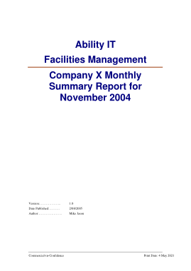 Ability IT Facilities Management Monthly Report Sample Template
