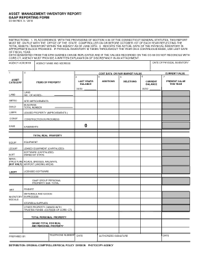 Asset Management Inventory Report GAAP Reporting Form Template