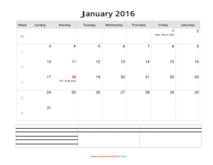 Free Download PDF Books, 2016 Blank Monthly Calendar Template