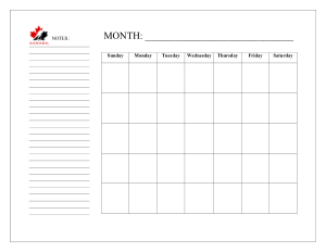 Blank Monthly Calendar Example Template