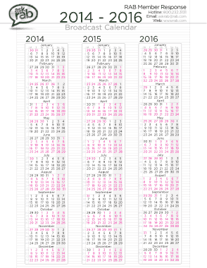 Free Sample 3 Year Monthly Calendar Template