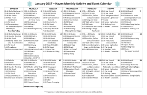 Monthly Activity Calendar Printable Template