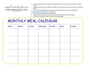 Monthly Meal Calendar Template
