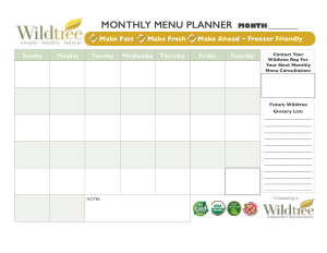 Monthly Menu Planner Calendar Template
