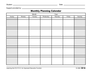 Monthly Planning Calendar Template