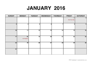 Printable Monthly Calendar Template