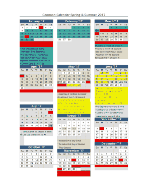 Common Yearly Calendar Template