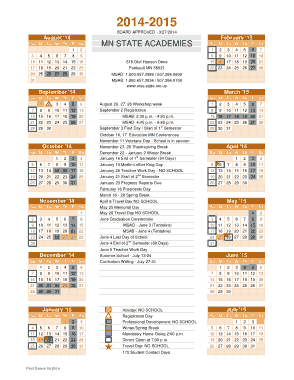 MN State Academic Yearly Calendar Template