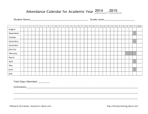 Sample Yearly Attendance Calendar Template