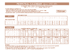 Yearly Perpetual Calendar From 1583AD Template