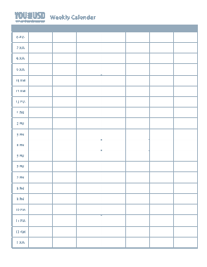Free Download PDF Books, 24Hrs Weekly Calendar Template