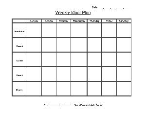 Blank Weekly Meal Calendar Template
