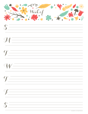 Cute Weekly Calendar Template