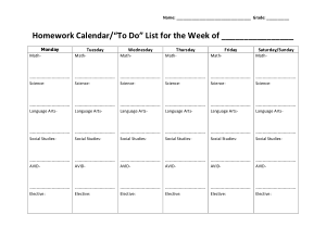 Free Download PDF Books, Free Sample Weekly Homework Calendar Template