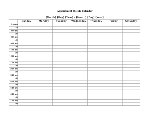 Sample Printable Appointment Weekly Calendar Template