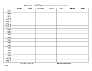 Weekly Hourly Planning Calendar Template