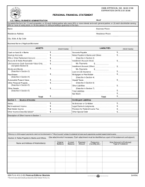 Business Administration Personal Financial Statement Template