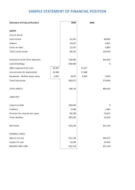 Financial Position Statement Template