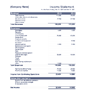 Income Statement Worksheet Sample Template
