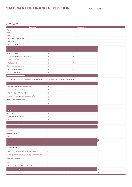 Sample Financial Position Statement Template