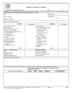 Example Personal Financial Statement Template