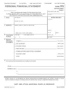 Personal Financial Statement Coversheet Template
