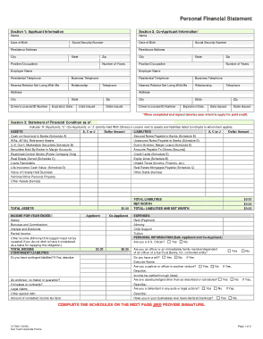 Personal Financial Statement Schedule Free Template