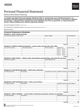 Real Estate Personal Financial Statement Template