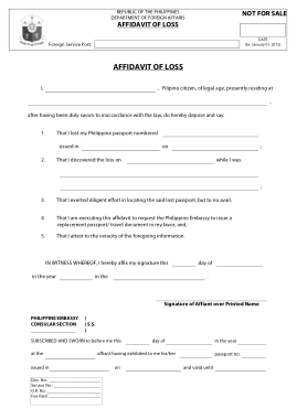 Affidavit of Loss Sample for Government Use Template