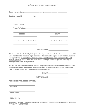 Affidavit of Loss Sample for Lost Receipt Template