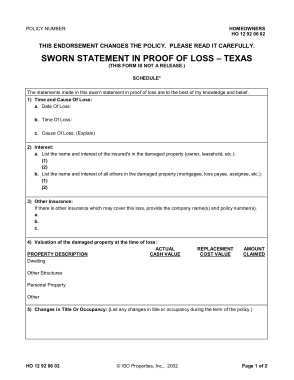 Free Download PDF Books, Affidavit Proof of Loss Statement Template