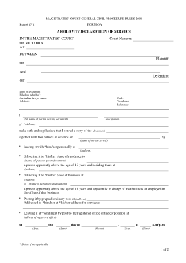 Affidavit Service Form Example Template