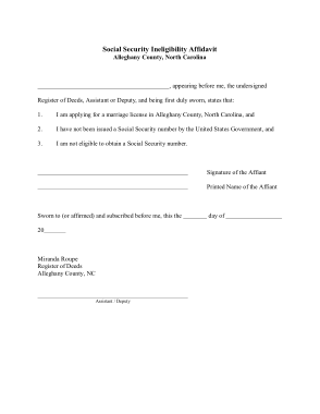 Free Download PDF Books, Social Security Ineligibility Affidavit Template