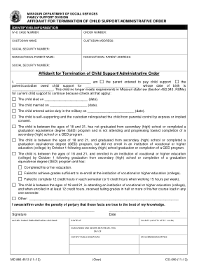 Affidavit for Termination of Child Support Template