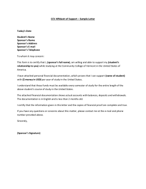 Affidavit of Support Relationship Letter Template