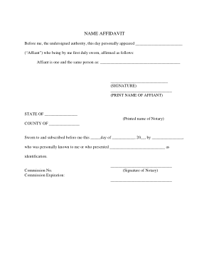 Free Download PDF Books, Blank Name Affidavit Form Template
