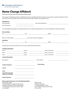 Name Change Affidavit Form Template