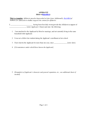 Sample Affidavit Form Template