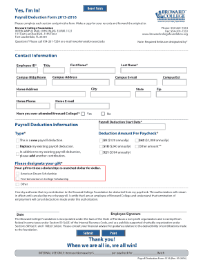 Employee Payroll Deduction Form Template